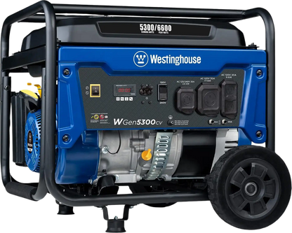 Westinghouse WGen5300cv Generator 5300W/6600W 30 Amp Recoil Start Gas with CO Sensor New