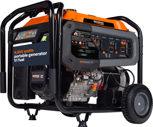 Generac GP9500E TF 8063 9500W/12500W Generator Tri-Fuel Gas Propane Natural Gas 50 Amp COSense Electric Start Scratch and Dent