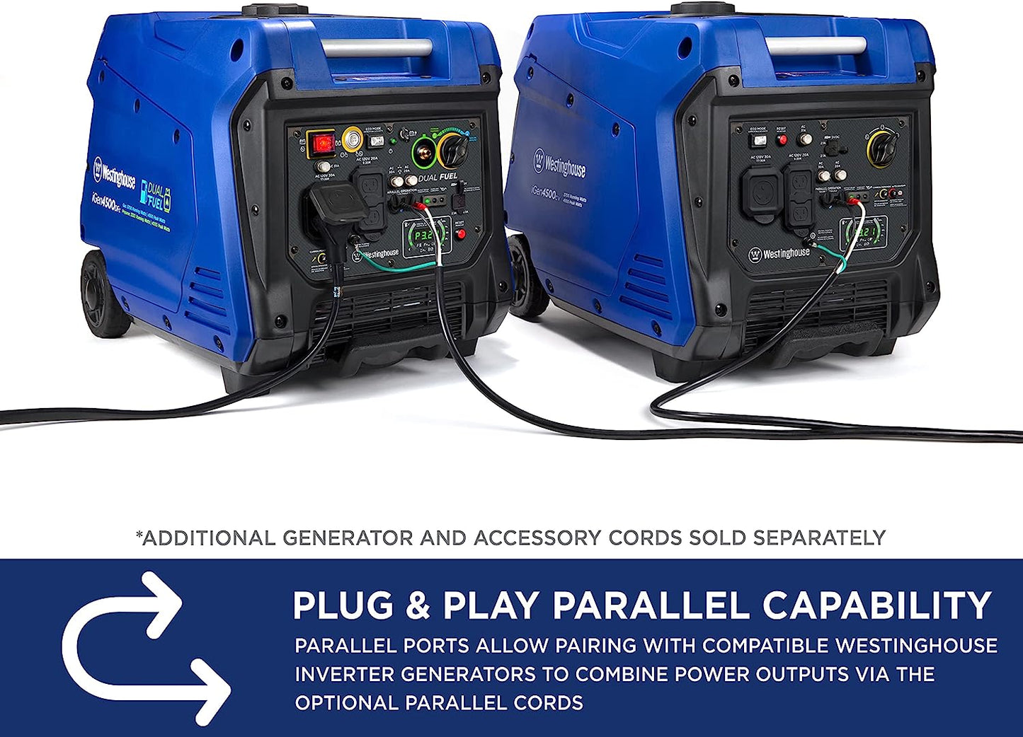 Westinghouse iGen4500DFc Inverter Generator 3700W/4500W 30 Amp Remote Start Dual Fuel with CO Sensor New