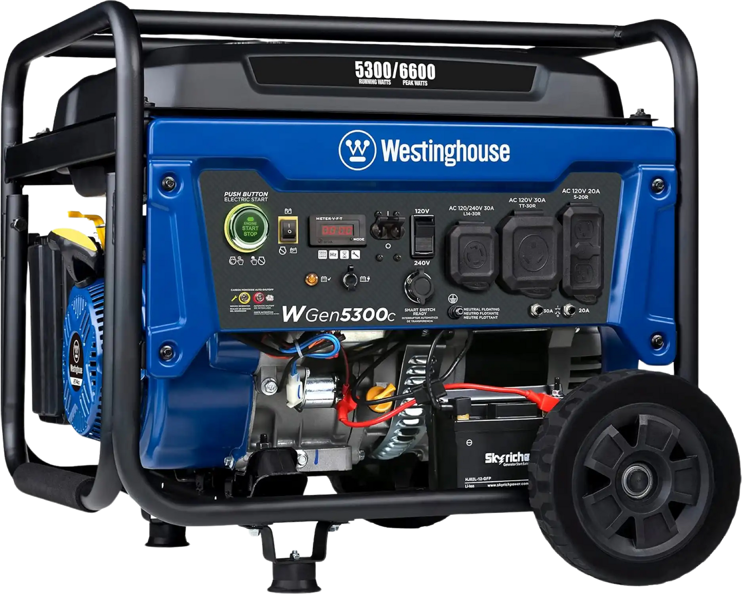Westinghouse WGen5300c Generator 5300W/6600W 30 Amp Remote Start Gas with CO Sensor New