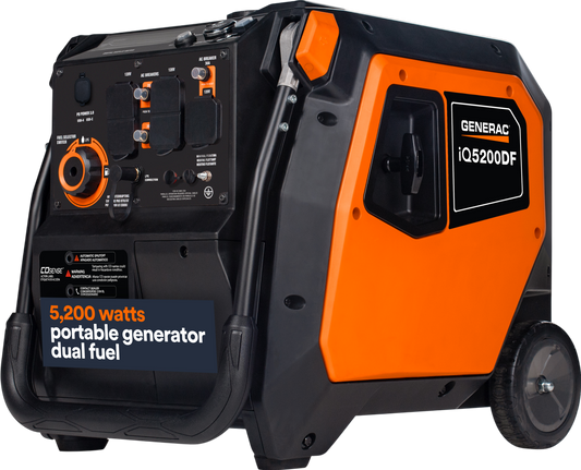 Generac iQ5200 DF 8947 3900W/5200W Generator Dual Fuel Gas Propane Low THD Inverter COSense Electric Start New