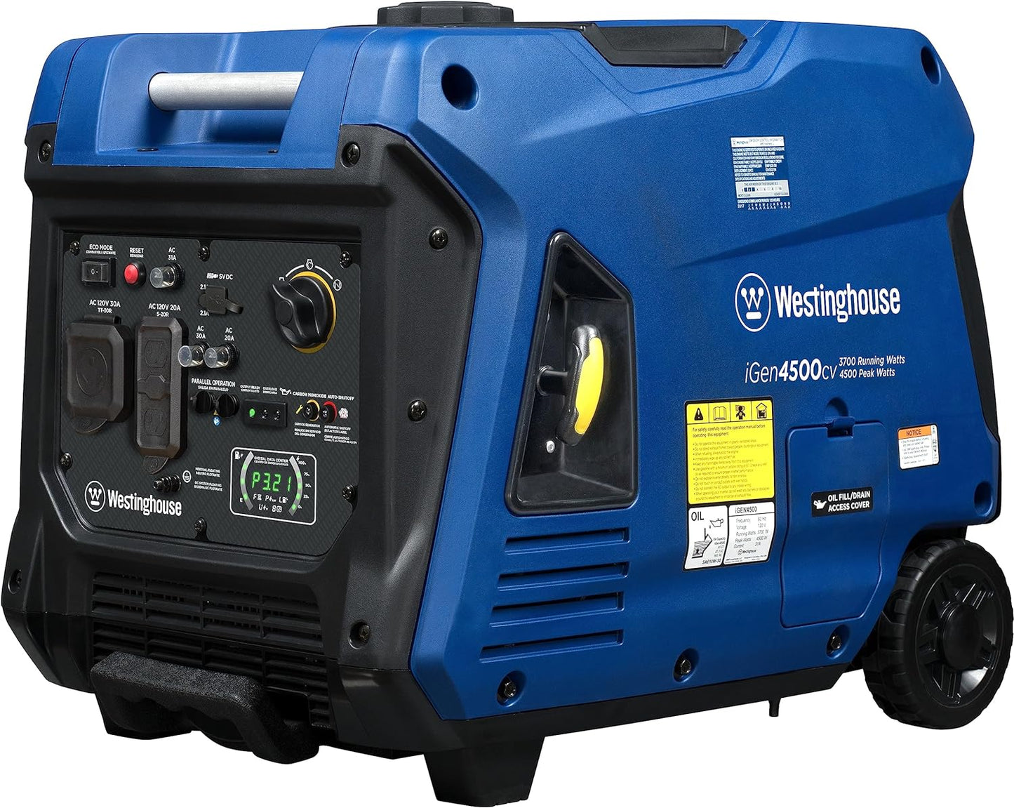 Westinghouse iGen4500cv Inverter Generator 3700W/4500W 30 Amp Recoil Start Gas with CO Sensor New
