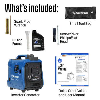 Westinghouse iGen2550c Inverter Generator 1800W/2550W 30 Amp Recoil Start Gas with CO Sensor New