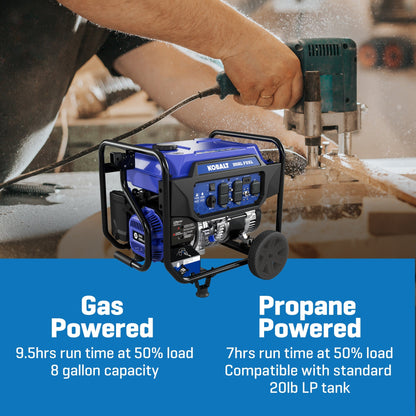Kobalt KPG0100 5500W/6830W Generator Dual Fuel Gas Propane with CO Sense Manufacturer RFB