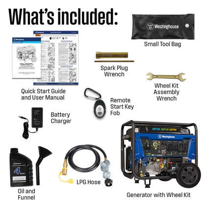 Westinghouse WGen9500TFc Generator 9500W/12500W 50 Amp Remote Start Tri-Fuel with CO Sensor New