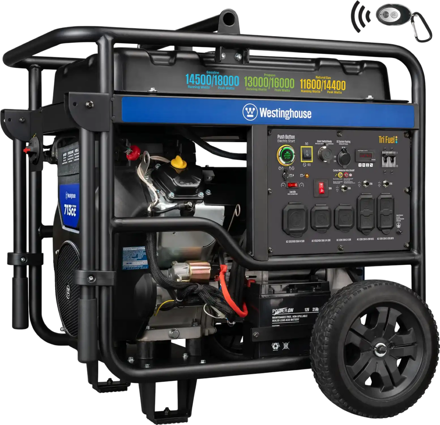 Westinghouse WGen14500TFc 14500W/18000W Generator Tri-Fuel Gasoline Liquid Propane Natural Gas CO Sensor Remote Start New