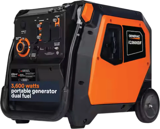 Generac iQ3600 DF 8151 2800W/3600W Generator Dual Fuel Gas Propane Inverter COSense Electric Start RFB