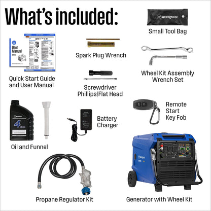 Westinghouse iGen12000TFc Inverter Generator 9000/12000W Tri Fuel Gas Propane Natural Gas 50A Low THD Remote Start CO Sensor New