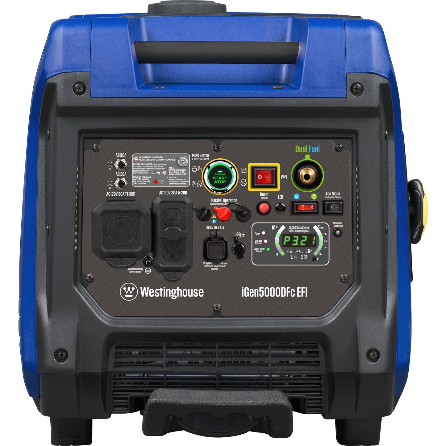Westinghouse iGen500DFc EFI Inverter Generator 3900/5000W Dual Fuel Gas Propane 30A Low THD Remote Start CO Sensor New
