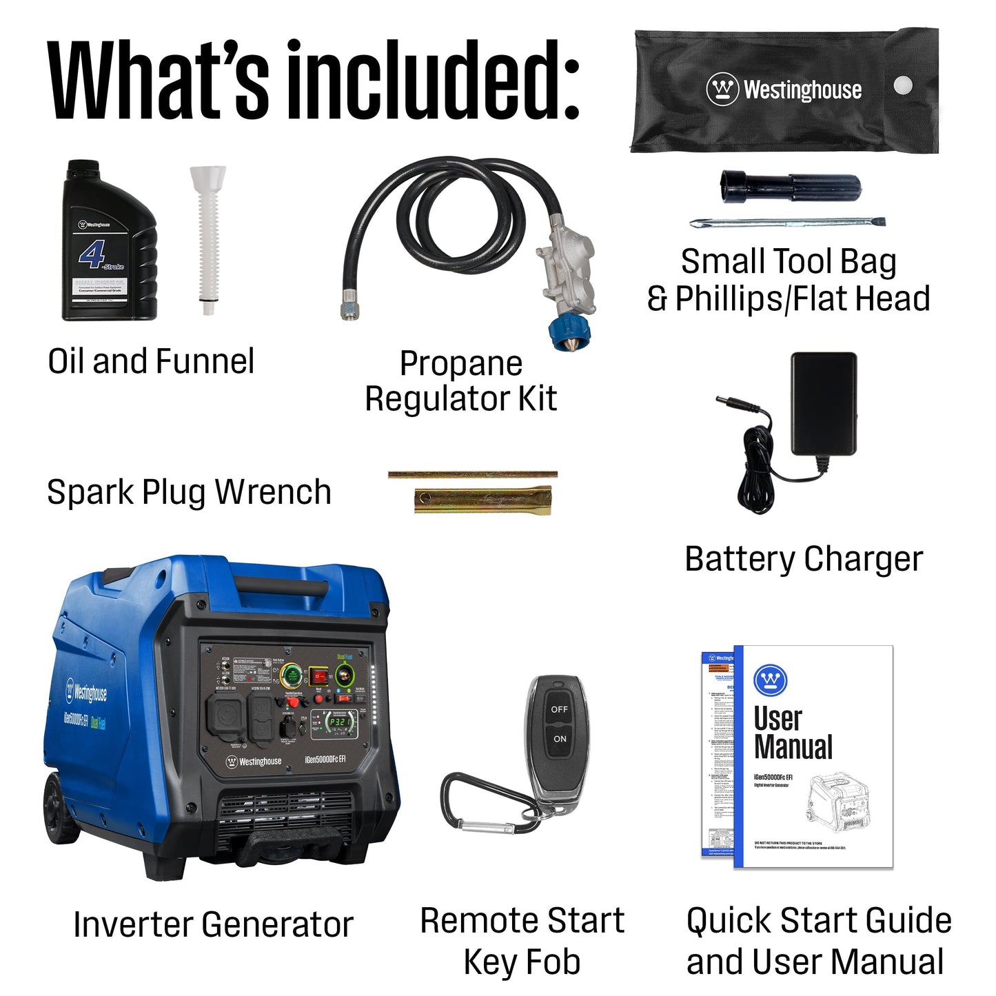 Westinghouse iGen500DFc EFI Inverter Generator 3900/5000W Dual Fuel Gas Propane 30A Low THD Remote Start CO Sensor New